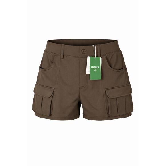 NWT Halara HaloTek Air Cargo Pocket Shorts Brown Stretch - Large - Picture 5 of 7